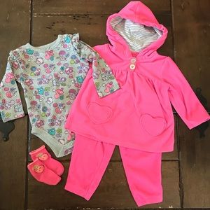Fleece pink woodland outfit